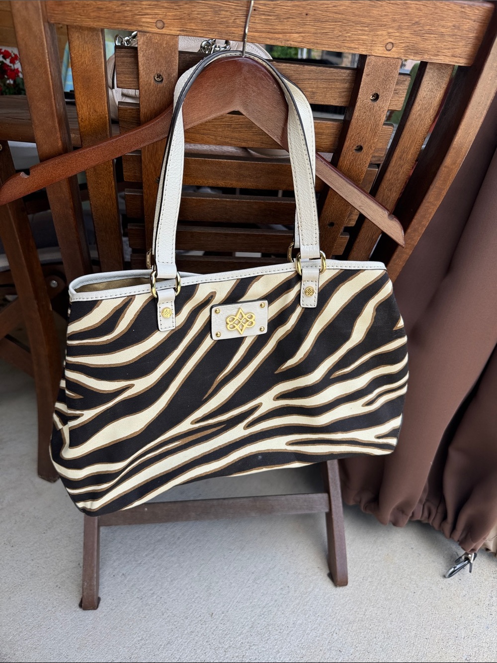 ANTONIO MELANI Zebra-Print Shoulder Bag in Black and Cream